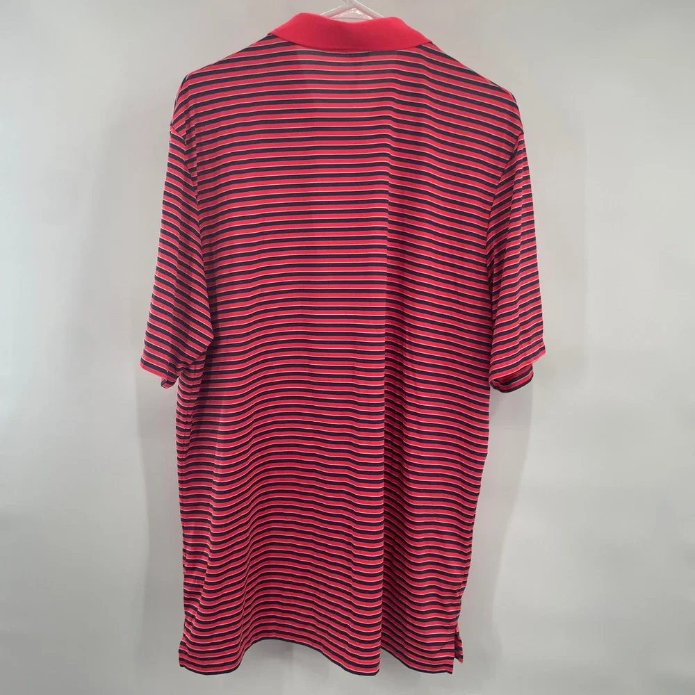 Adidas Striped Golf Polo Shirt Mens Red‎ Blue Performance Size XL